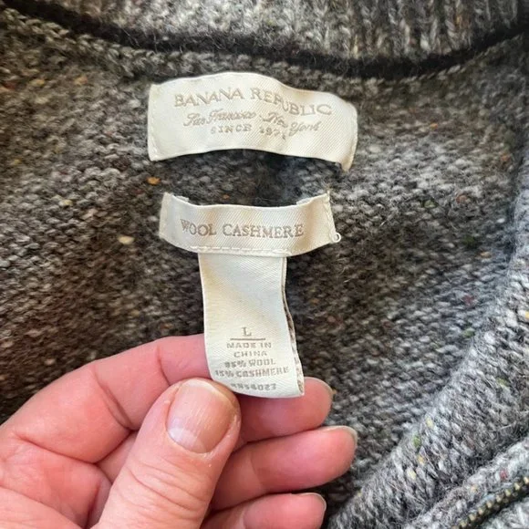 Banana Republic Wool Cashmere Half Zip Sweater L - Picture 5 of 12